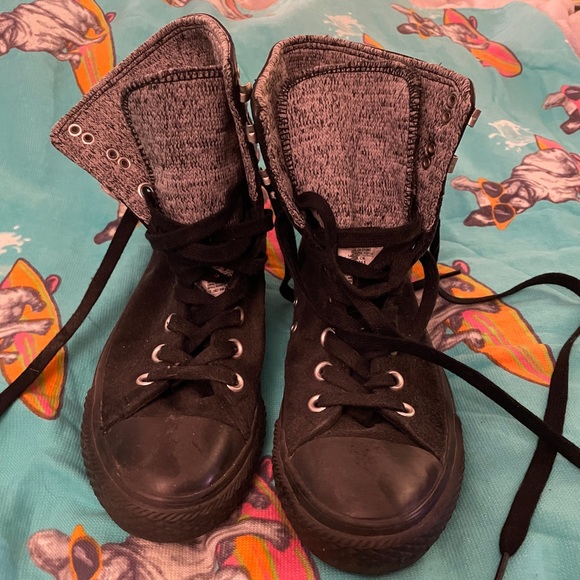 Black Suede High Top Converse All Stars - Picture 5 of 9